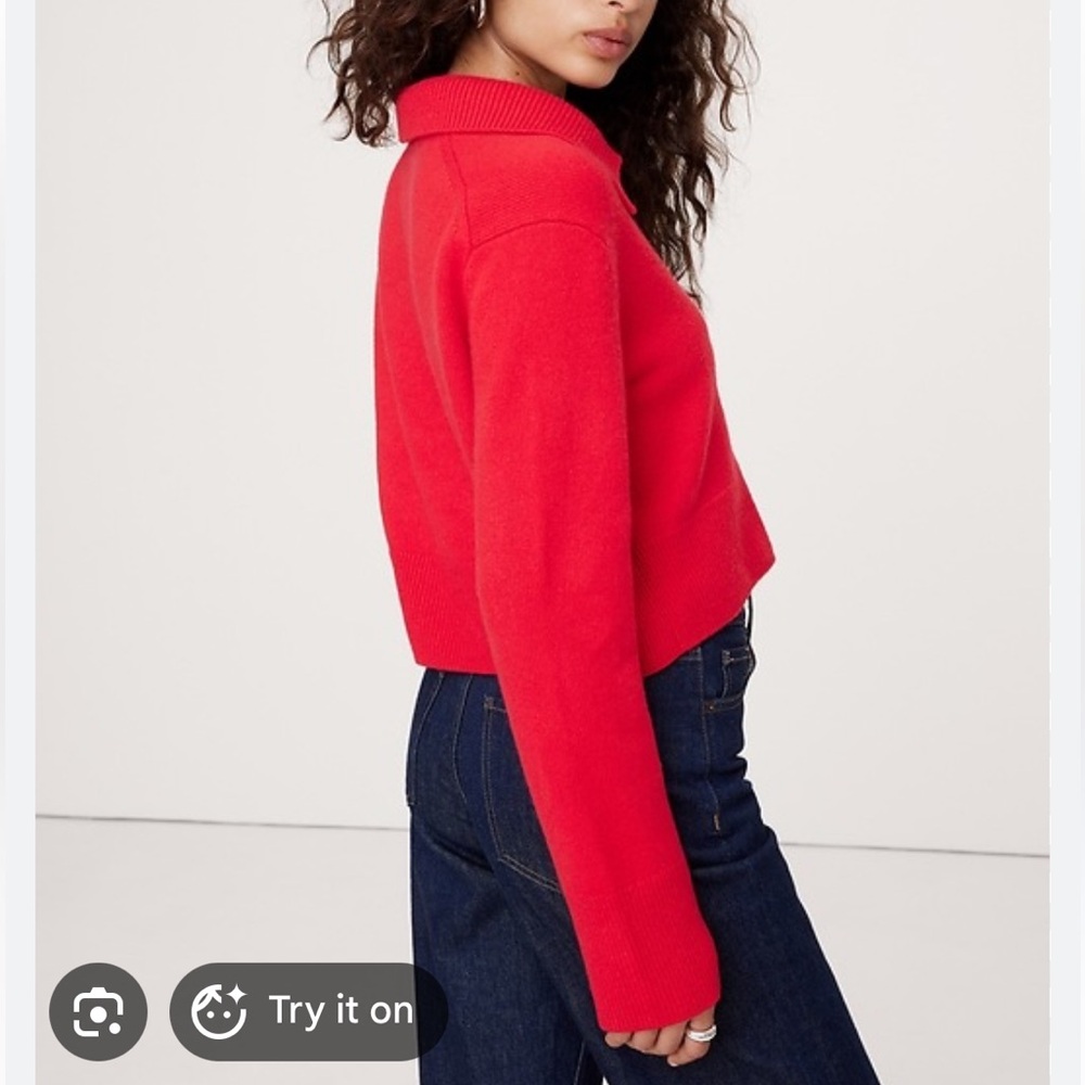 Cashmere Cropped Rugby Sweater - Picture 2 of 5